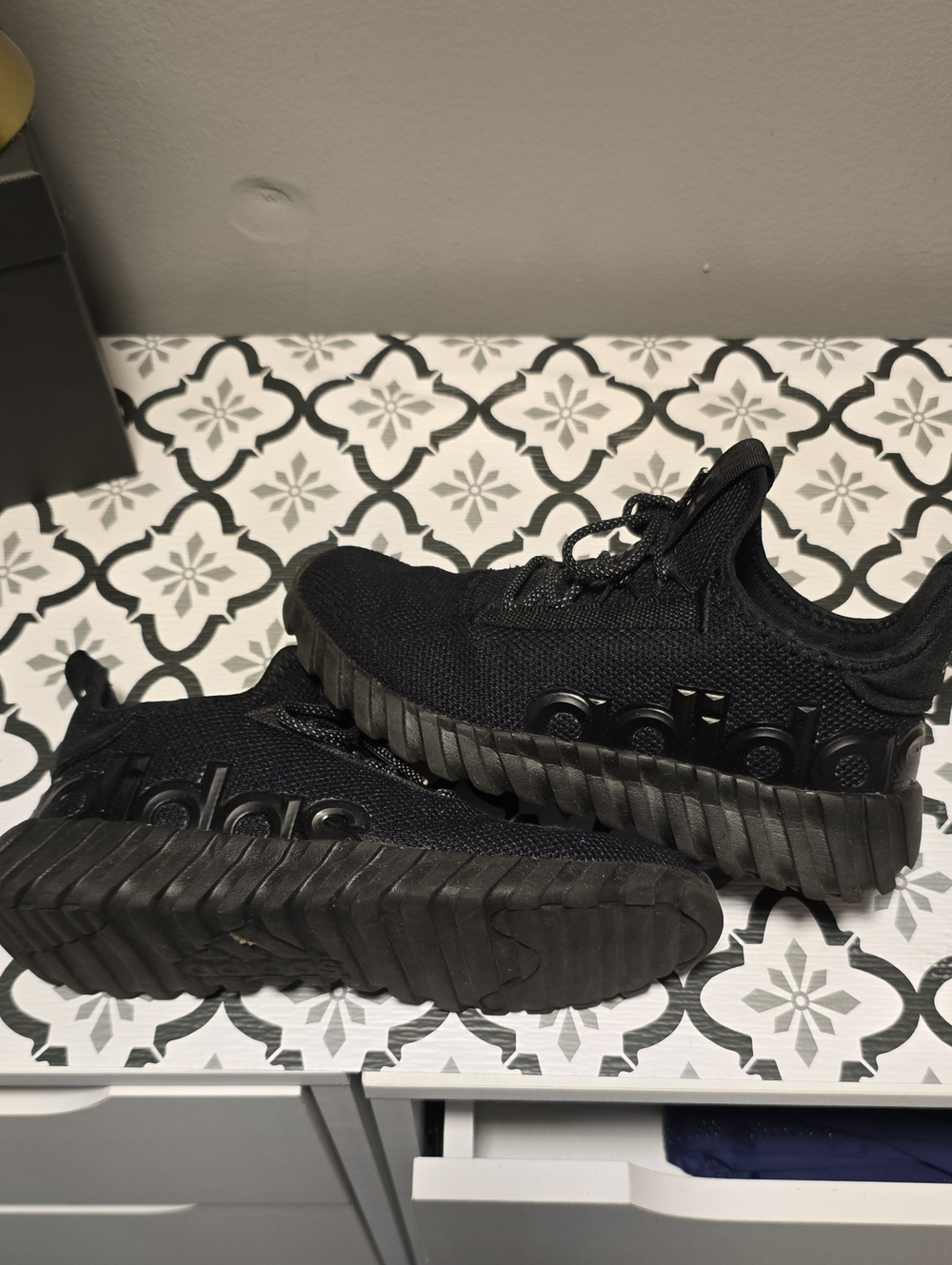 adidas Big Kids Black Knit Casual Sneakers